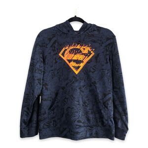 Superman Youth Size 2XL (18) Blue Hoodie Hunter Orange Accents‎ DC Comics Hero
